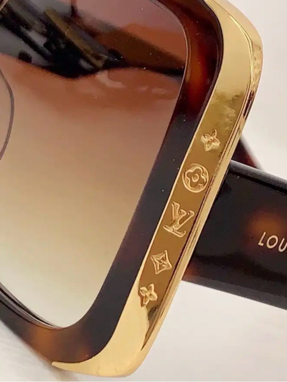 Louis Vuitton Tortoiseshell Square Sunglasses with Gold Accents - Picture 2 of 3